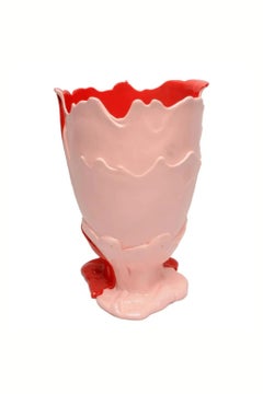 Twins C Vase (Large), Matte Pastel Pink and Coral Red by Gaetano Pesce