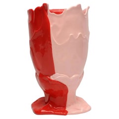 Twins C Vase (Large), Matte Pastel Pink and Coral Red by Gaetano Pesce