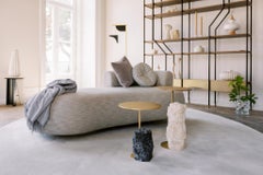 Cama de día para gemelos moderna de mediados de siglo, tela beige, hecha a mano por Greenapple