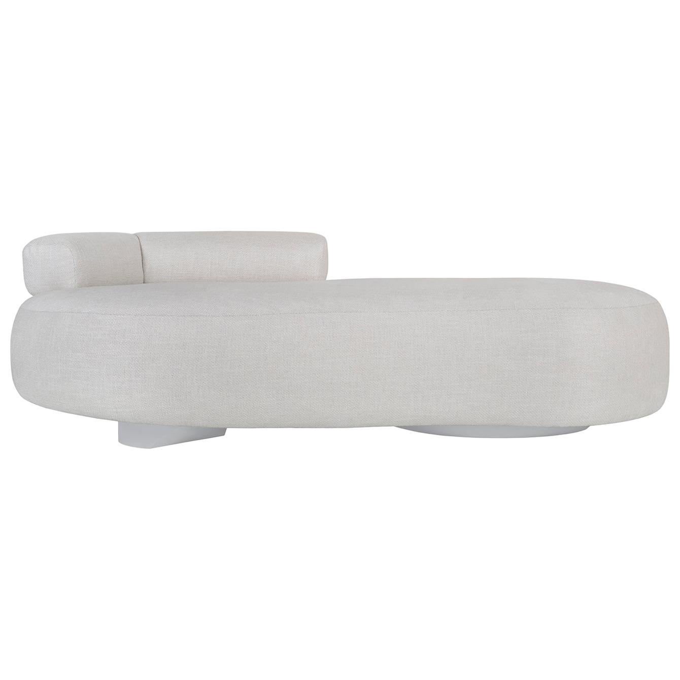 Twins Chaise Longue Wood Light Grey Lacquered Cotton Linen Fabric For Sale at 1stDibs