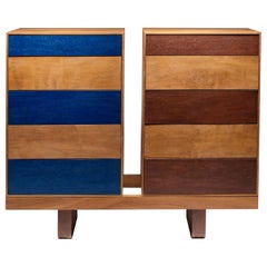 Twins, Chest of Drawers in Iroko and Painted Front Drawers