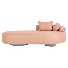 Lit de jardin Twins, tissu d'extérieur orange clair et laque grise