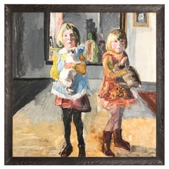 „Twins“ Gemälde, Öl auf Karton von Timothy Behrends