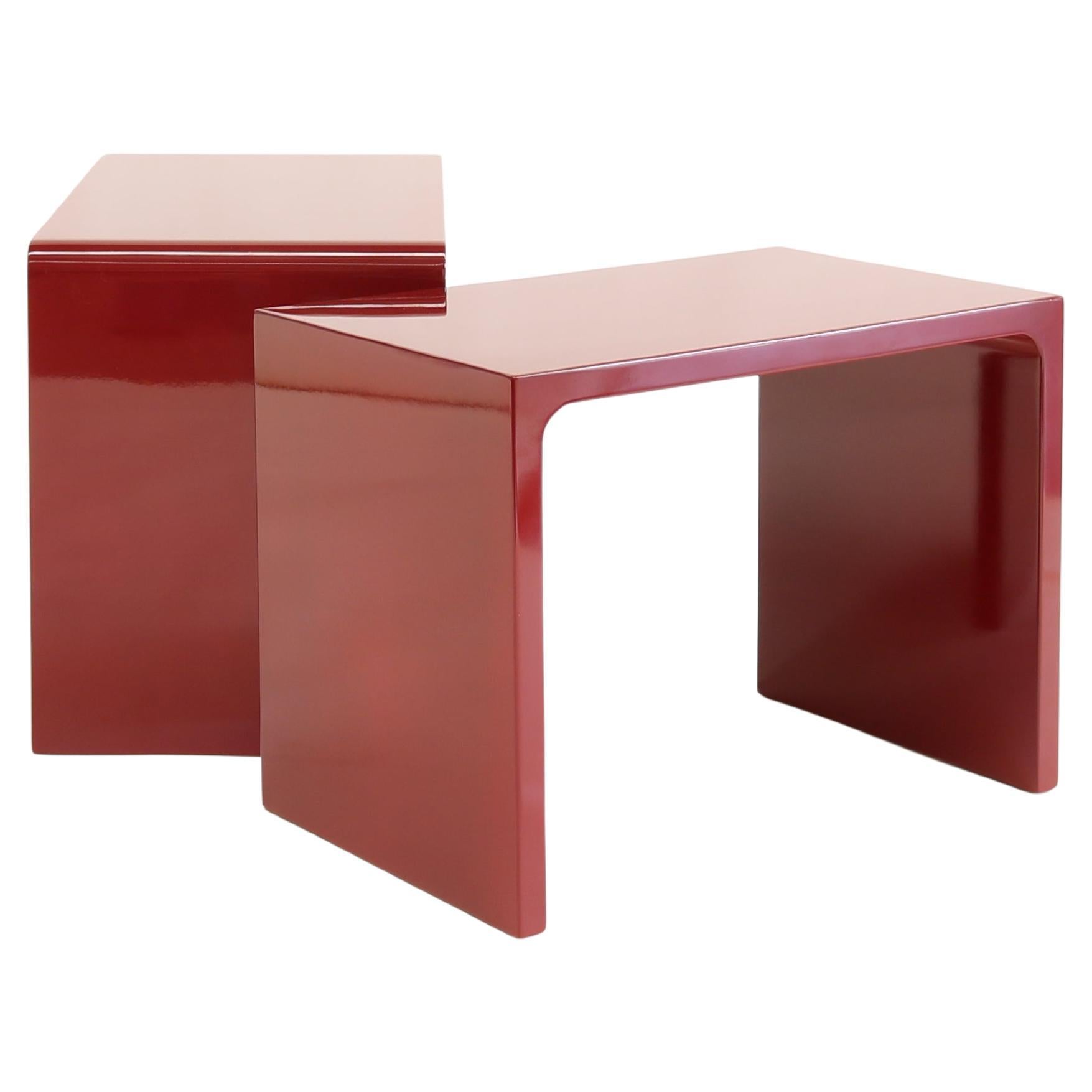 Mesa auxiliar Twins pulida diseño contemporáneo de Giordano Viganò