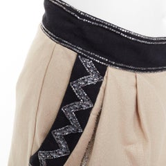 TWINSET Limited Edition gold linen cotton blend embellished wide shorts IT38 XS