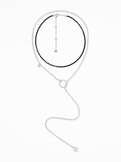 Twique Necklace Set in Sterling Silver, Black Spinel & Freshwater Pearls by O Sh