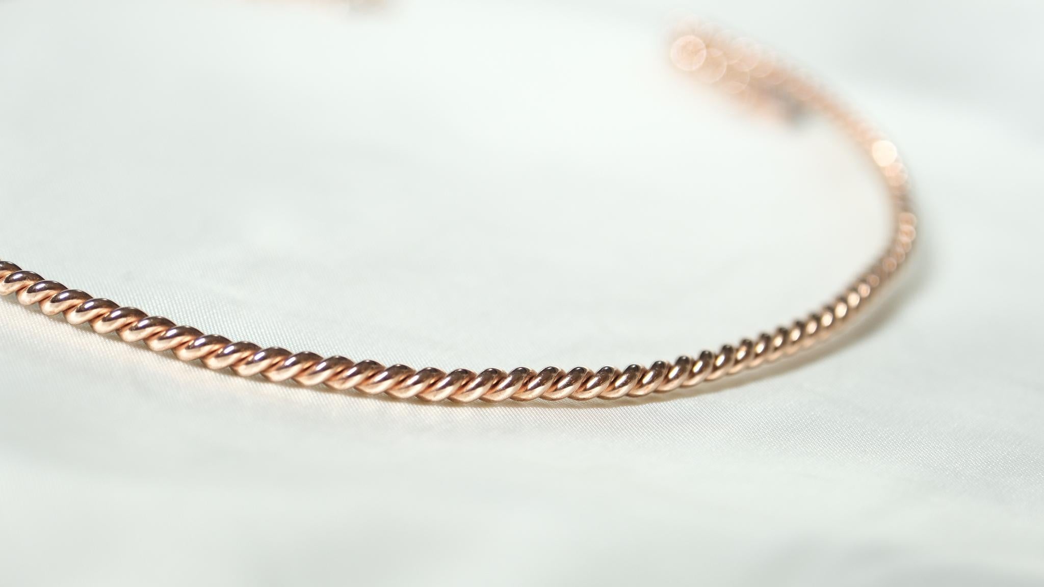 Modern Twirl Torc Necklace, 18k Rose Gold For Sale