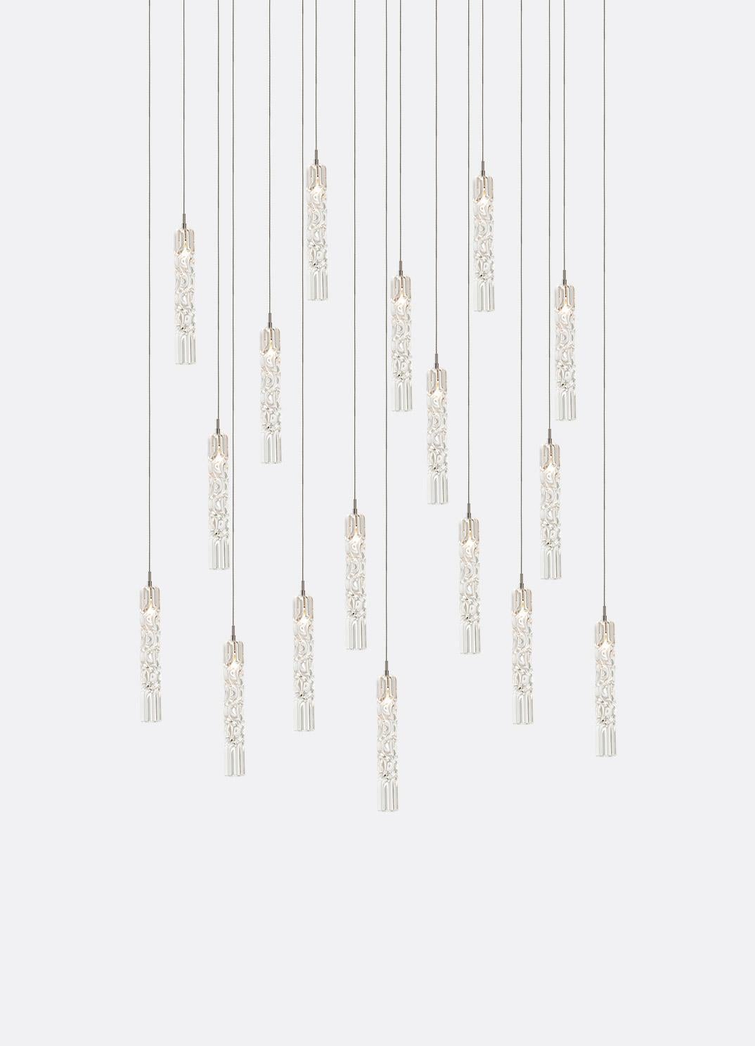 Hand blown glass pendants fixtures. 17 glass pendants on 18