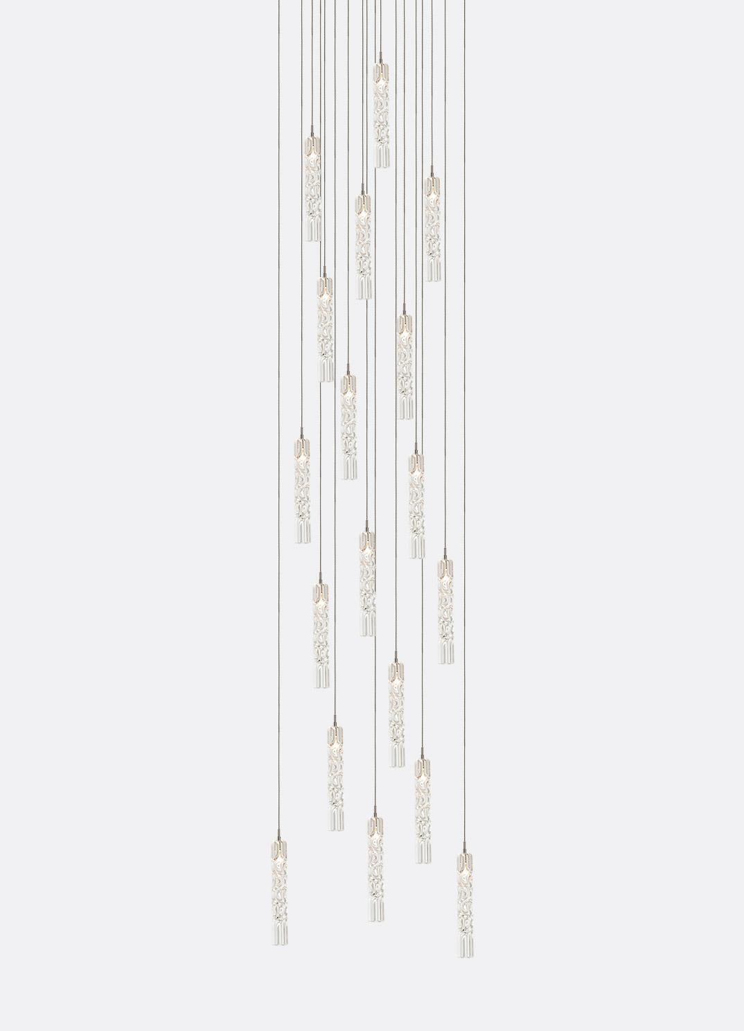 Hand blown glass pendants fixtures. 18 glass pendants on 24