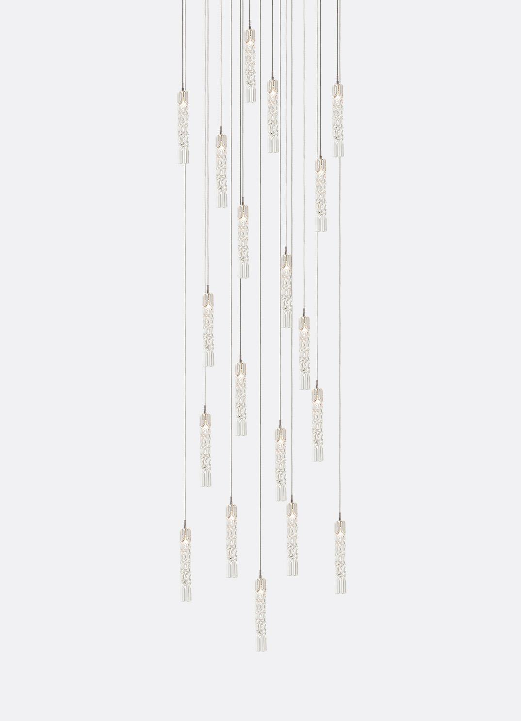 Hand blown glass pendants fixtures. 19 glass pendants on 30