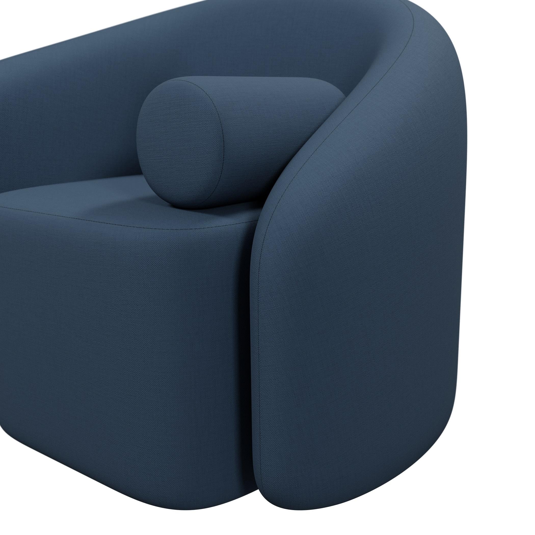 Fauteuil Twist en tissu bleu foncé fabriqué à la main par Murmurio Neuf - En vente à Lordelo, PT
