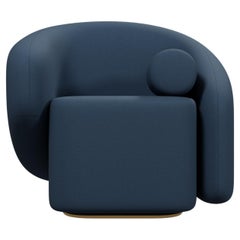 Fauteuil Twist en tissu bleu foncé fabriqué à la main par Murmurio