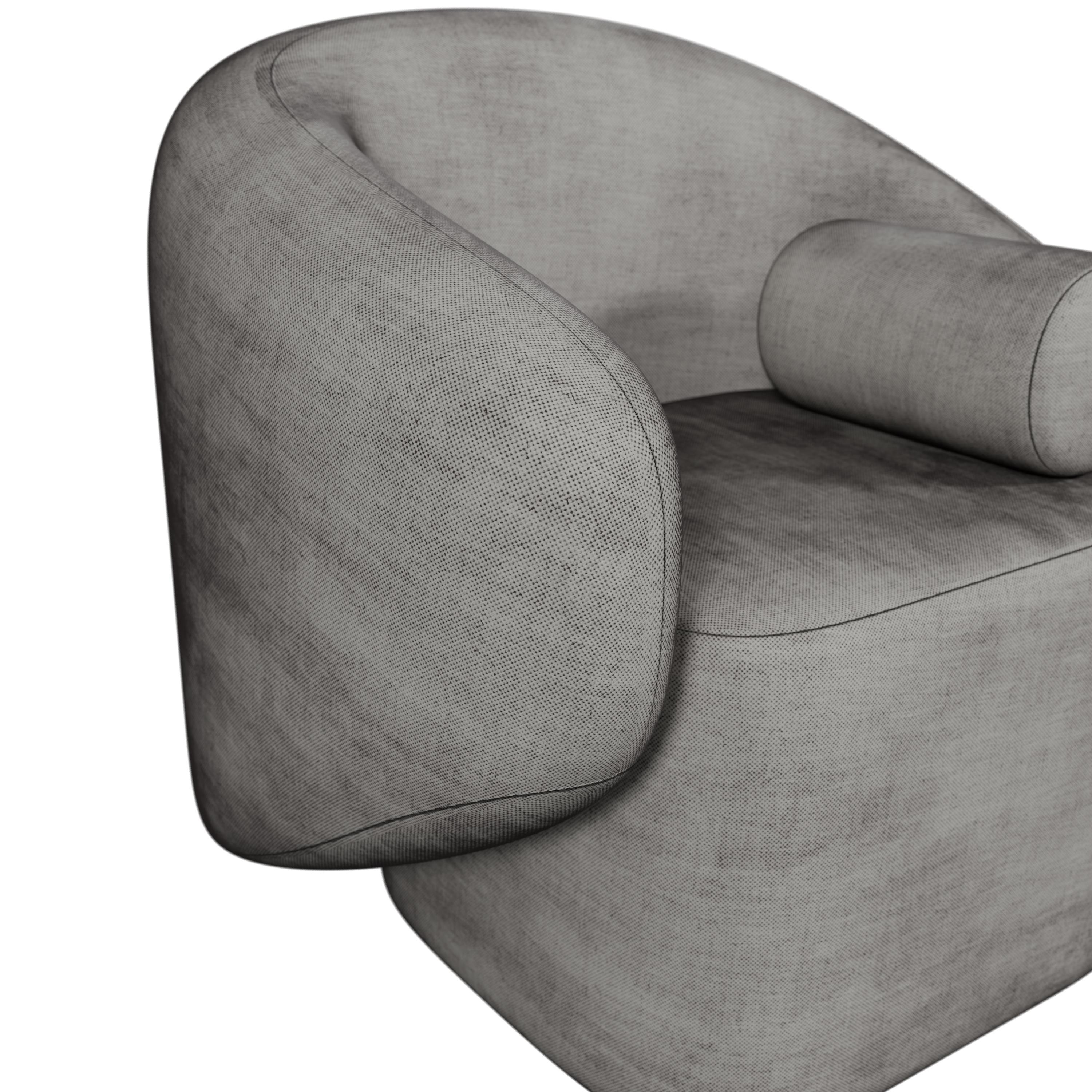 Portoghese Poltrona Twist in Easy Clean - Grigio realizzata a mano da Murmurio in vendita