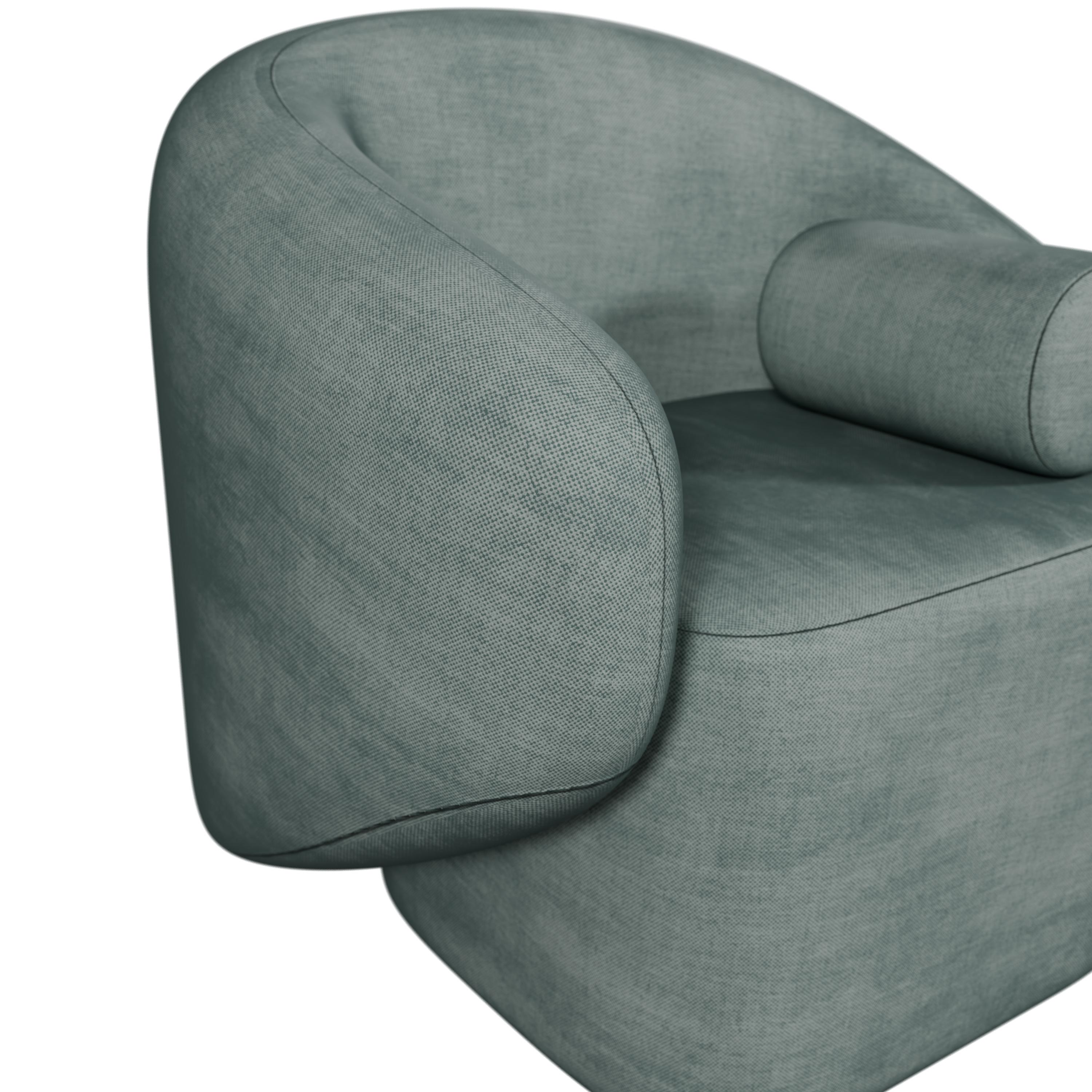 Portuguese Twist armchair in Easy Clean - Teal handcrafted by Murmurio For Sale