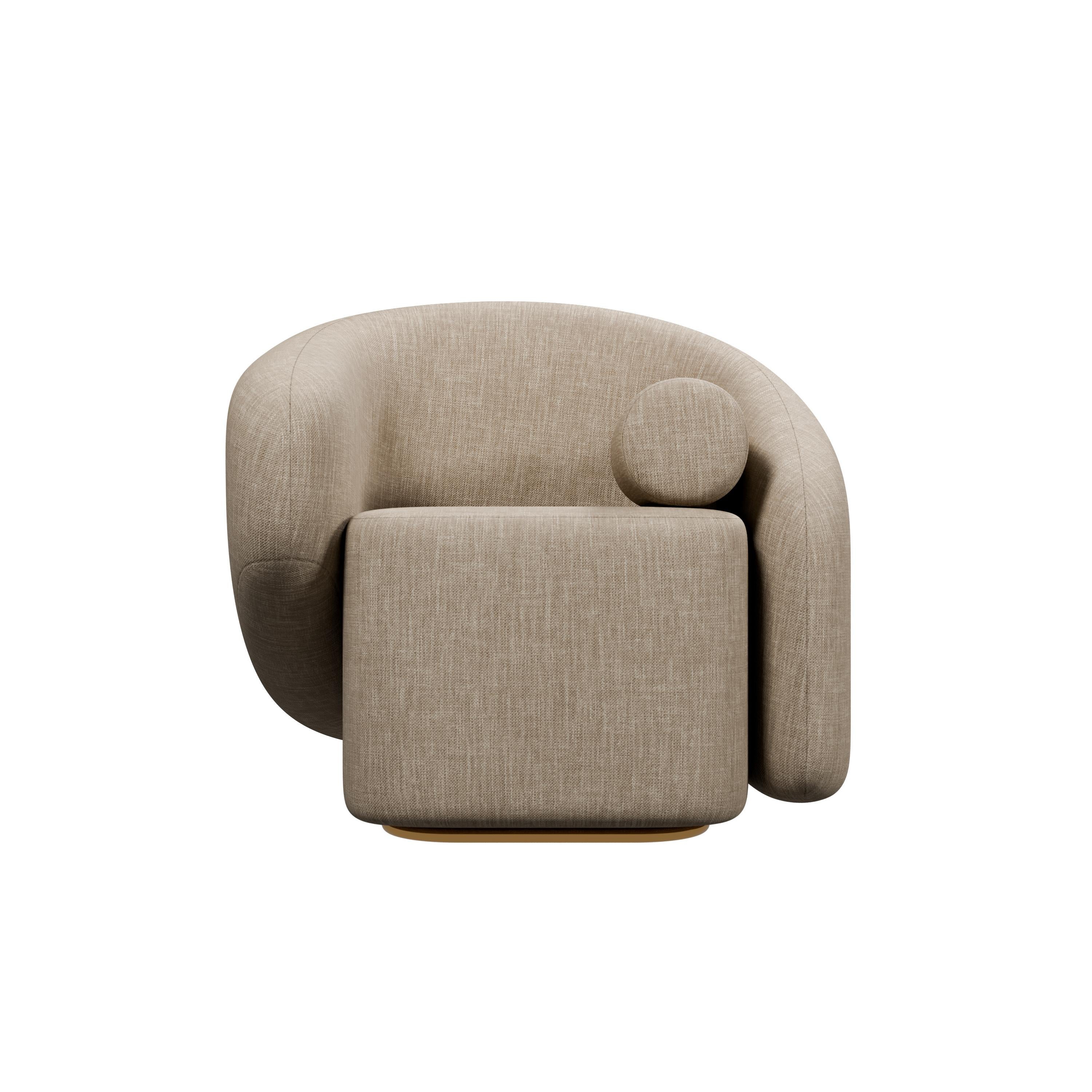 Le fauteuil Twist, chef-d'œuvre de Murmurio, est une pièce audacieuse qui redéfinit le design contemporain. Entièrement capitonné et perché sur un socle doré, il dégage une impression de luxe et d'élégance. Sa caractéristique la plus frappante est