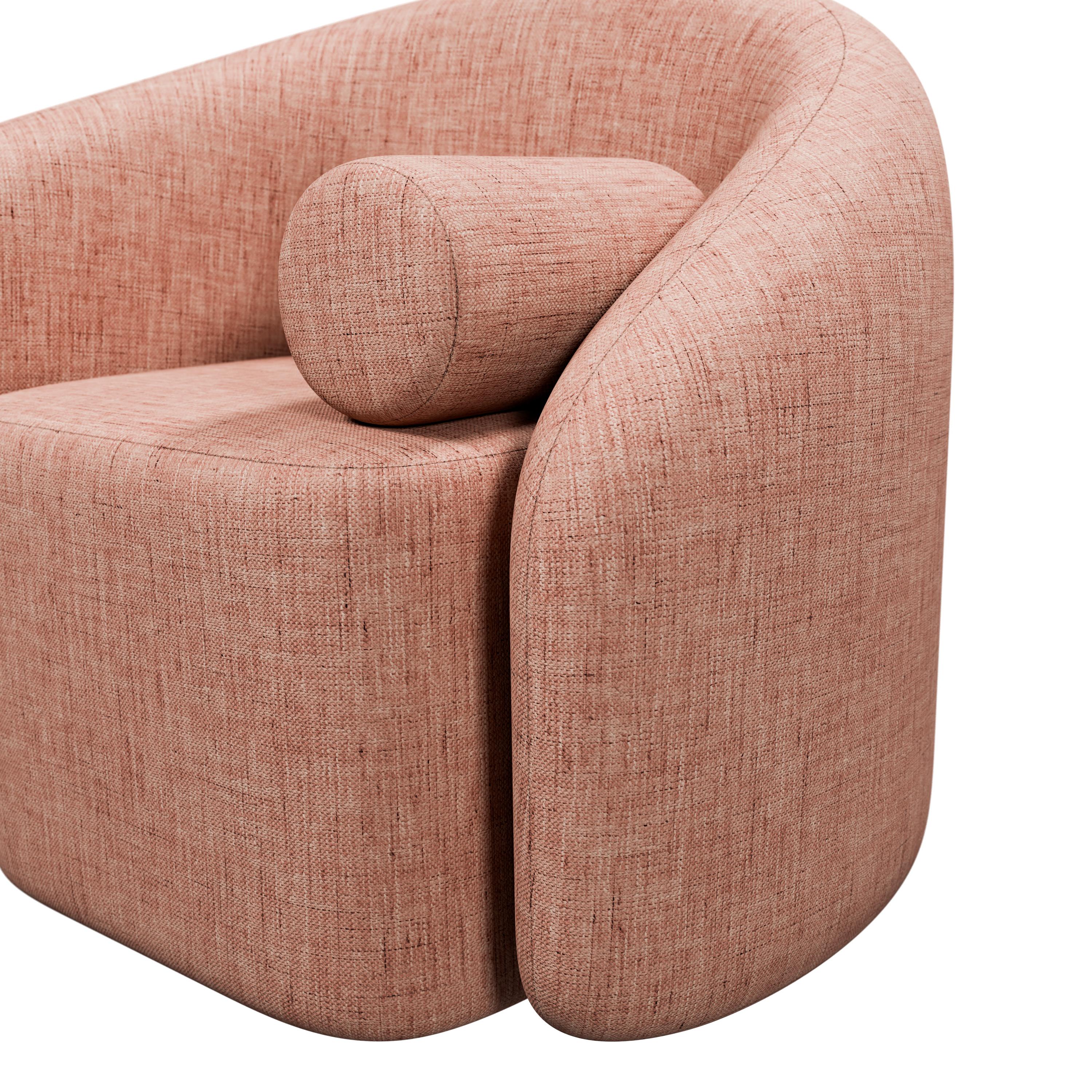 Ferronnerie Fauteuil Twist avec tissage uni couleur chair, fabriqué à la main par Murmurio en vente
