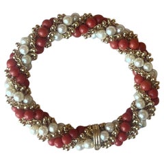 Twist Bracelet in Coral and Pearls by Van Cleef & Arpels