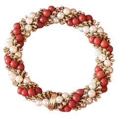 Twist Bracelet in Coral and Pearls by Van Cleef & Arpels