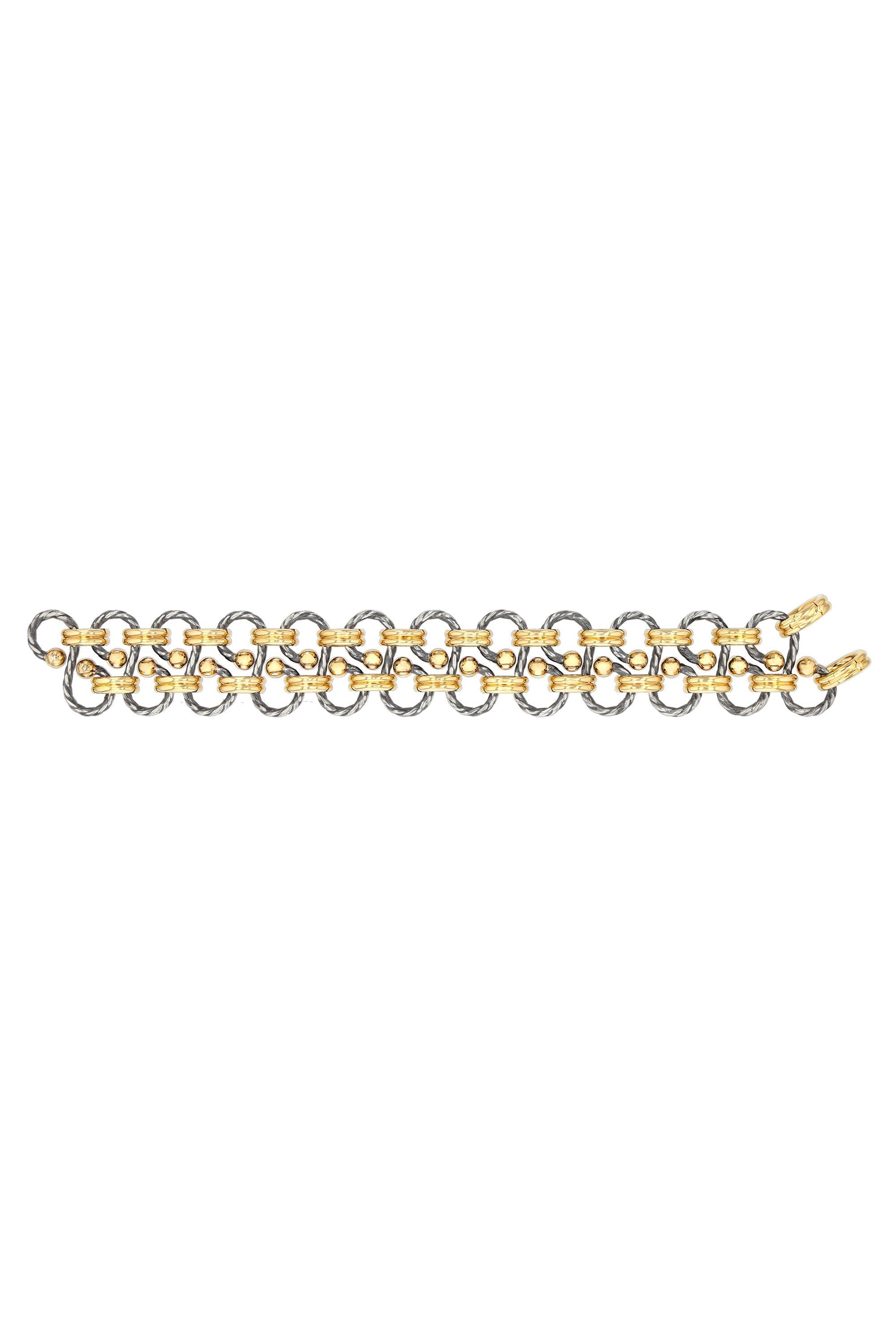 Diamant & Gold Twist-Armband Medium Größe von Elie Top (Neoklassisch) im Angebot