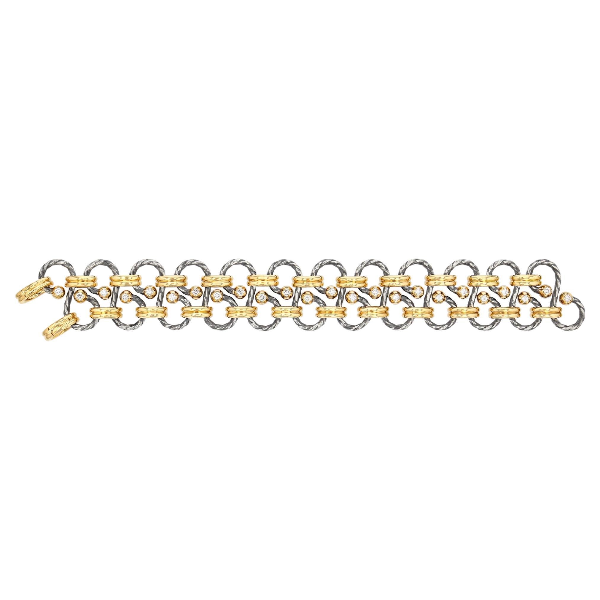 Diamond & Gold Twist Bracelet Small Size by Elie Top