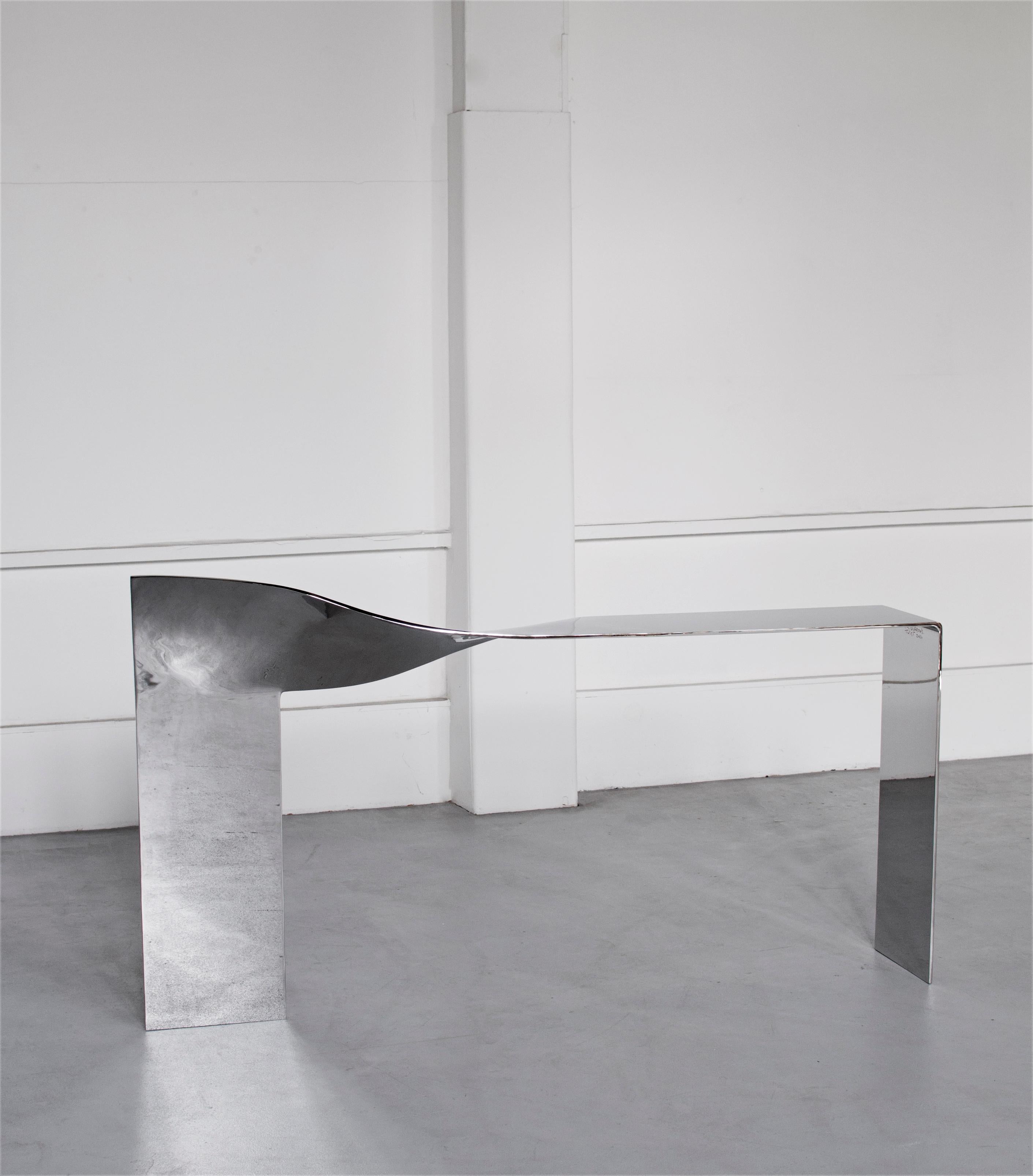 Polished Twist Console by Pol Quadens For Sale