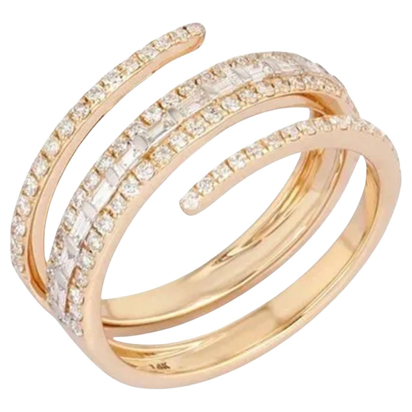 For Sale:  Twist Diamond 14K (or 18k upon request) Yellow Gold Open Wrap Ring