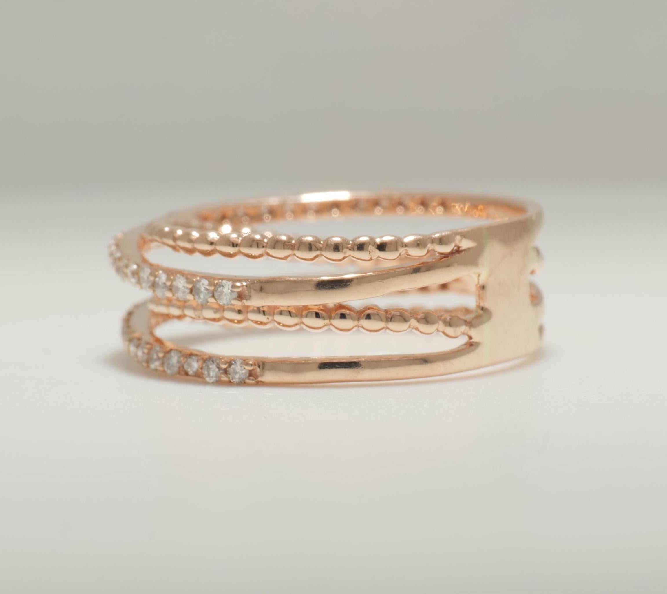 Donna Anello Twist Diamond Band in oro massiccio 14K (certificato) in vendita