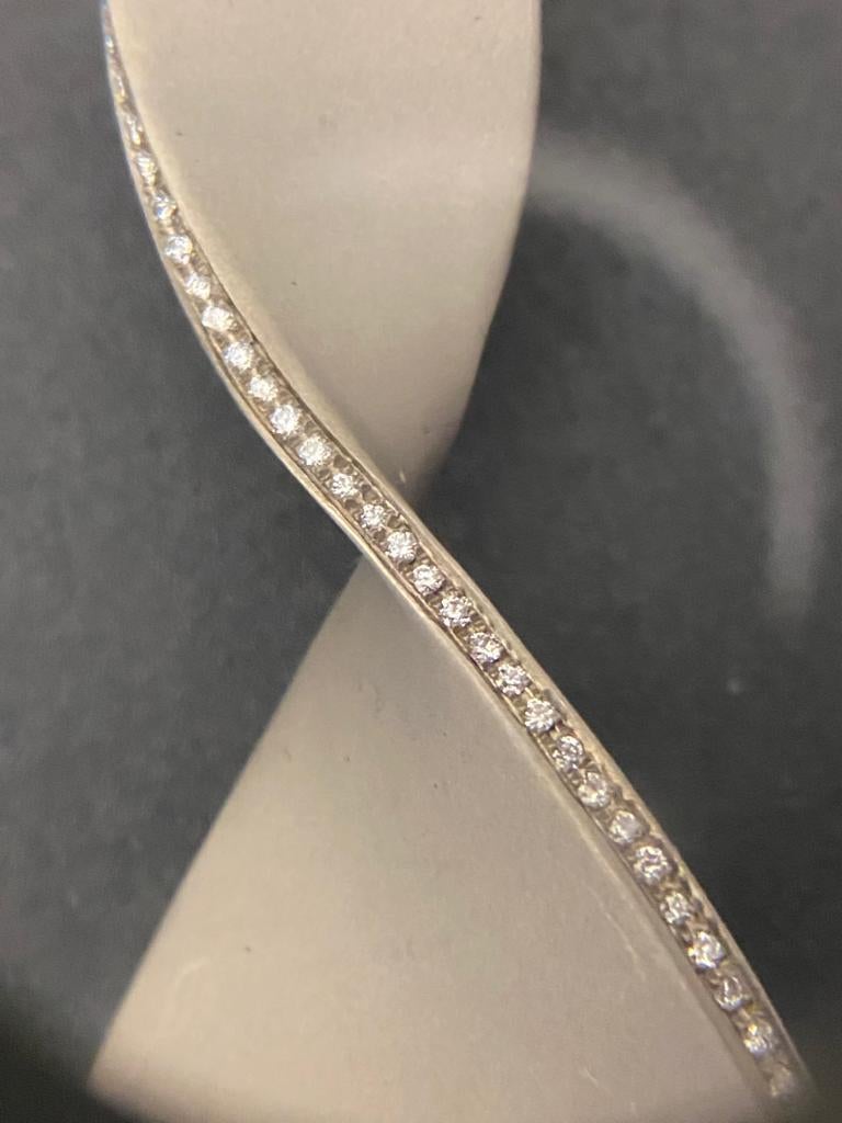 Women's Titanium and Gold Twist Diamonds Earrings For Sale
