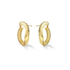 TWIST HOOP EARRINGS  Yellow gold with silk engraving by Liv Luttrell