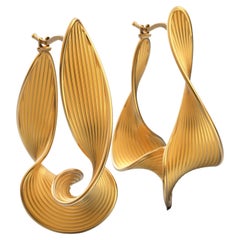 Twist Hoop Handgefertigt in Italien in 14k Gold, Oltremare Gioielli Italienische Goldschmuckstücke