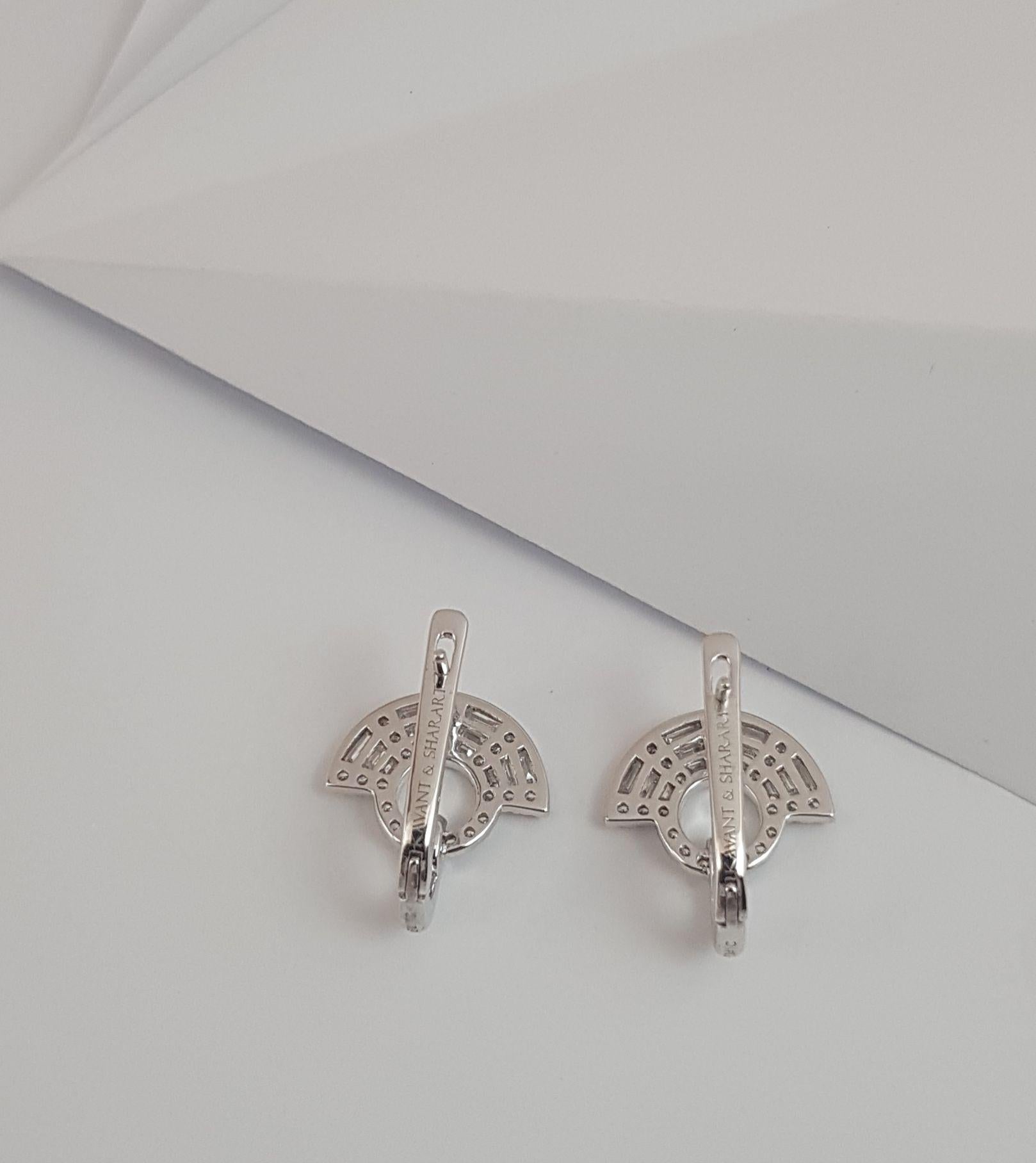 Twist Kaleidoscope Diamond Mini Earrings in 18K White Gold Settings For Sale 6