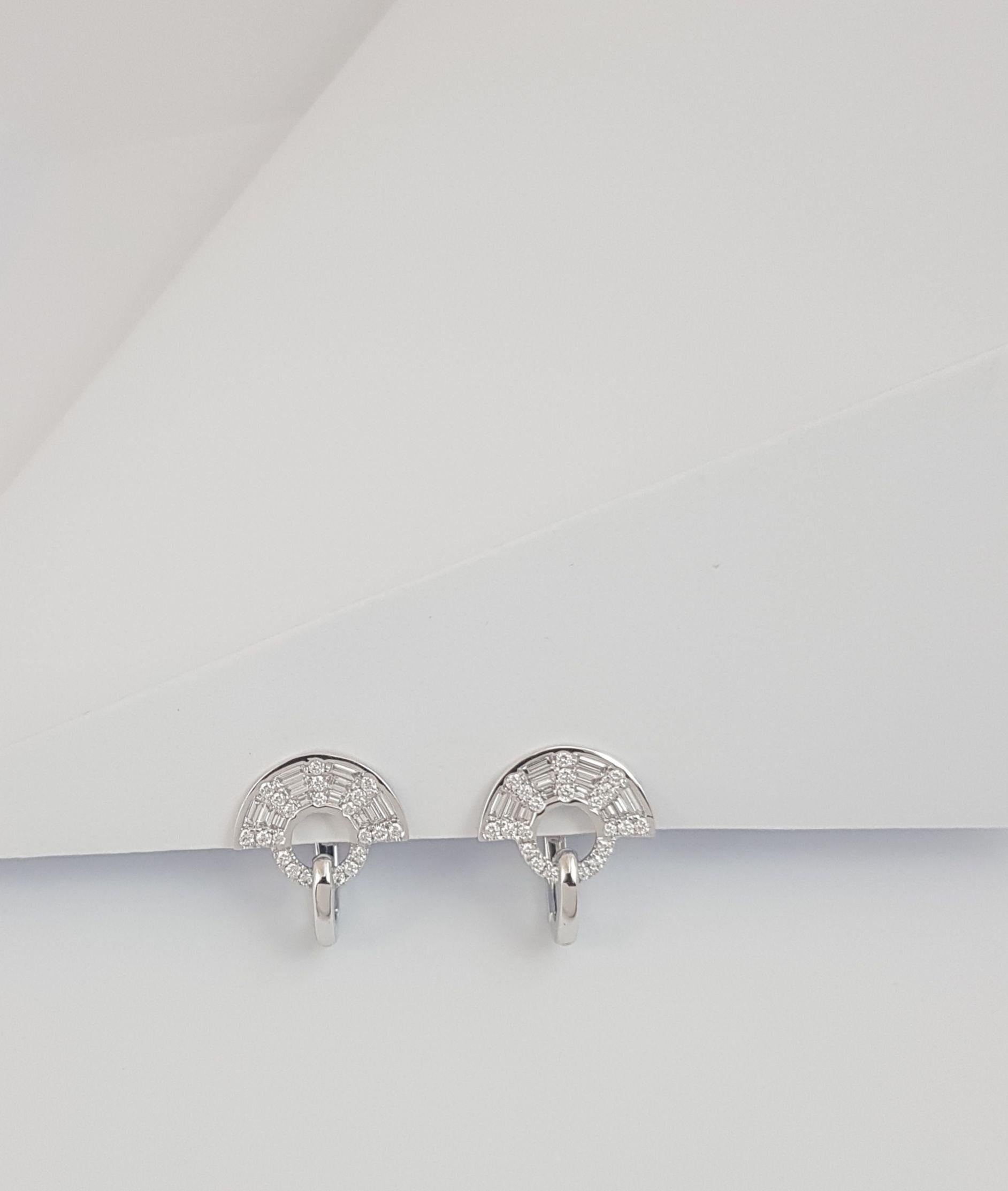 Twist Kaleidoscope Diamond Mini Earrings in 18K White Gold Settings For Sale 2