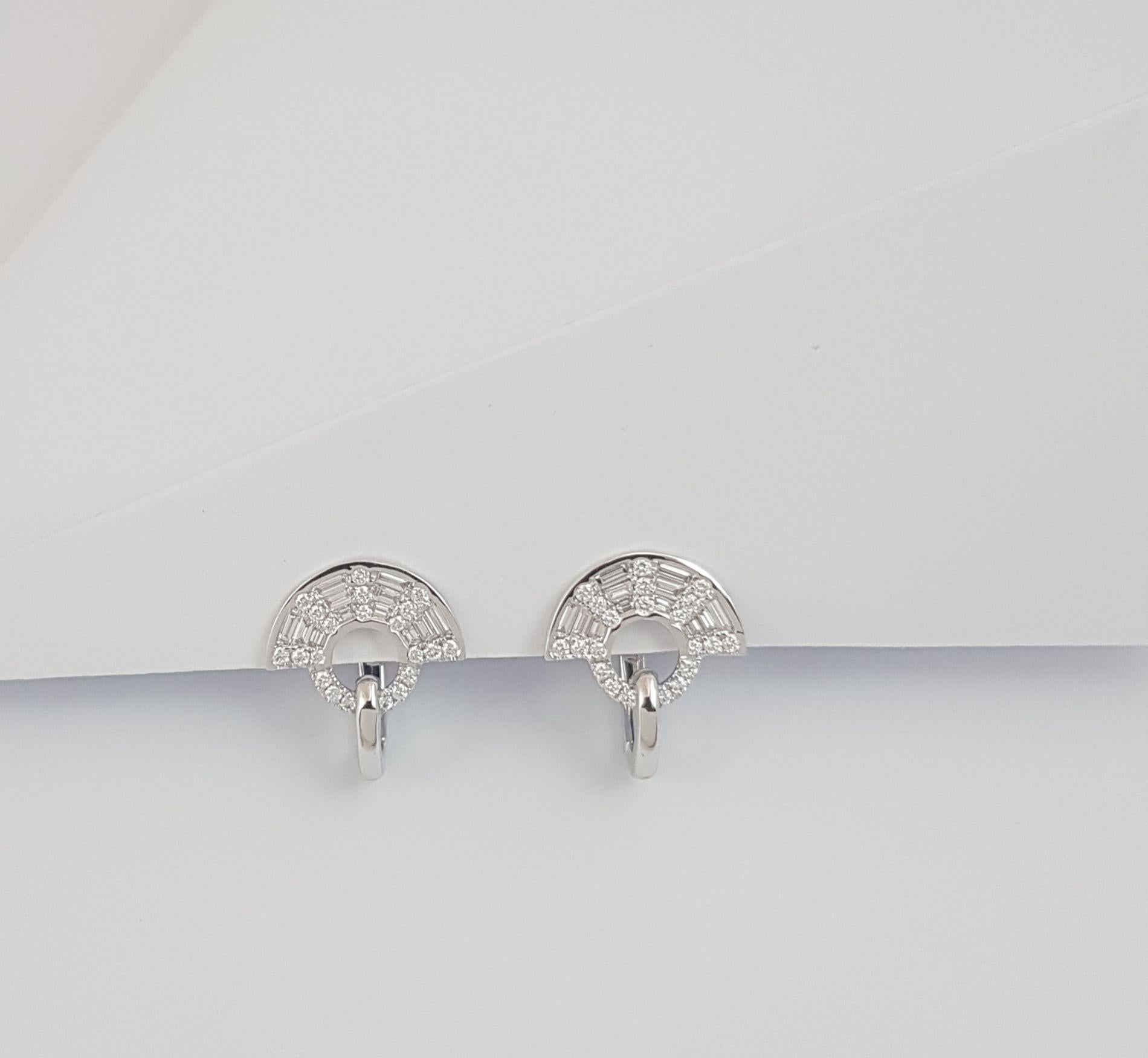 Twist Kaleidoscope Diamond Mini Earrings in 18K White Gold Settings For Sale 3