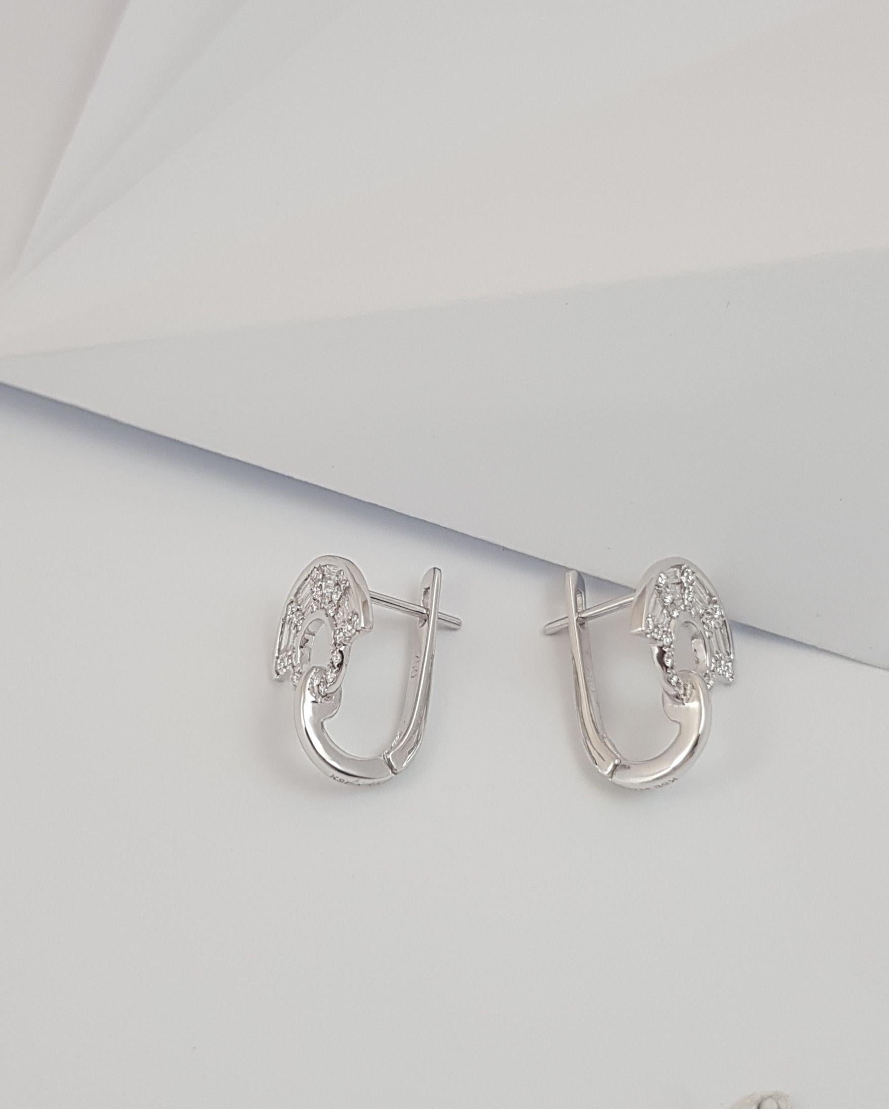 Twist Kaleidoscope Diamond Mini Earrings in 18K White Gold Settings For Sale 4