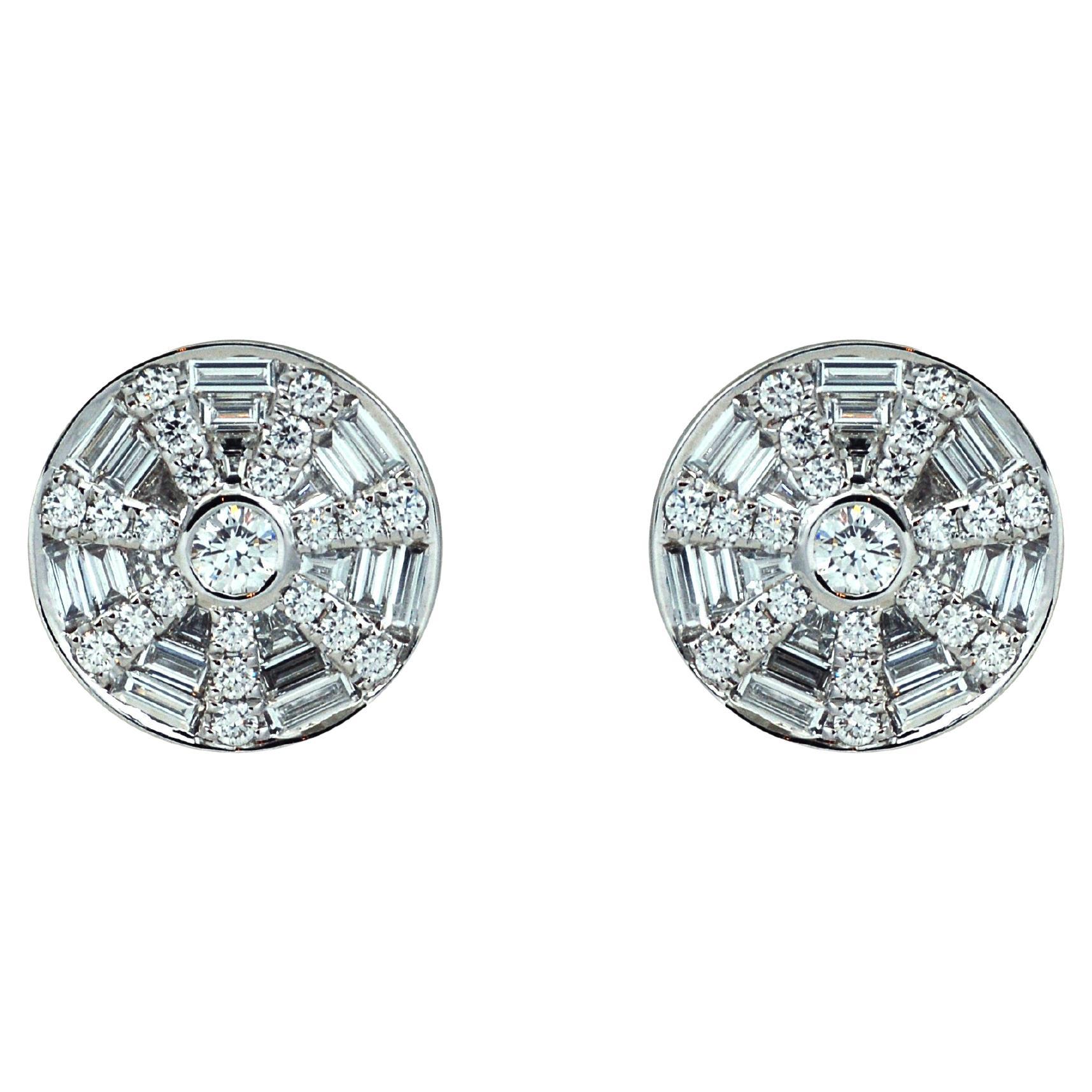 Twist Kaleidoscope Diamond Stud Earrings in 18K White Gold