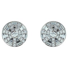 Twist Kaleidoscope Diamond Stud Earrings in 18K White Gold