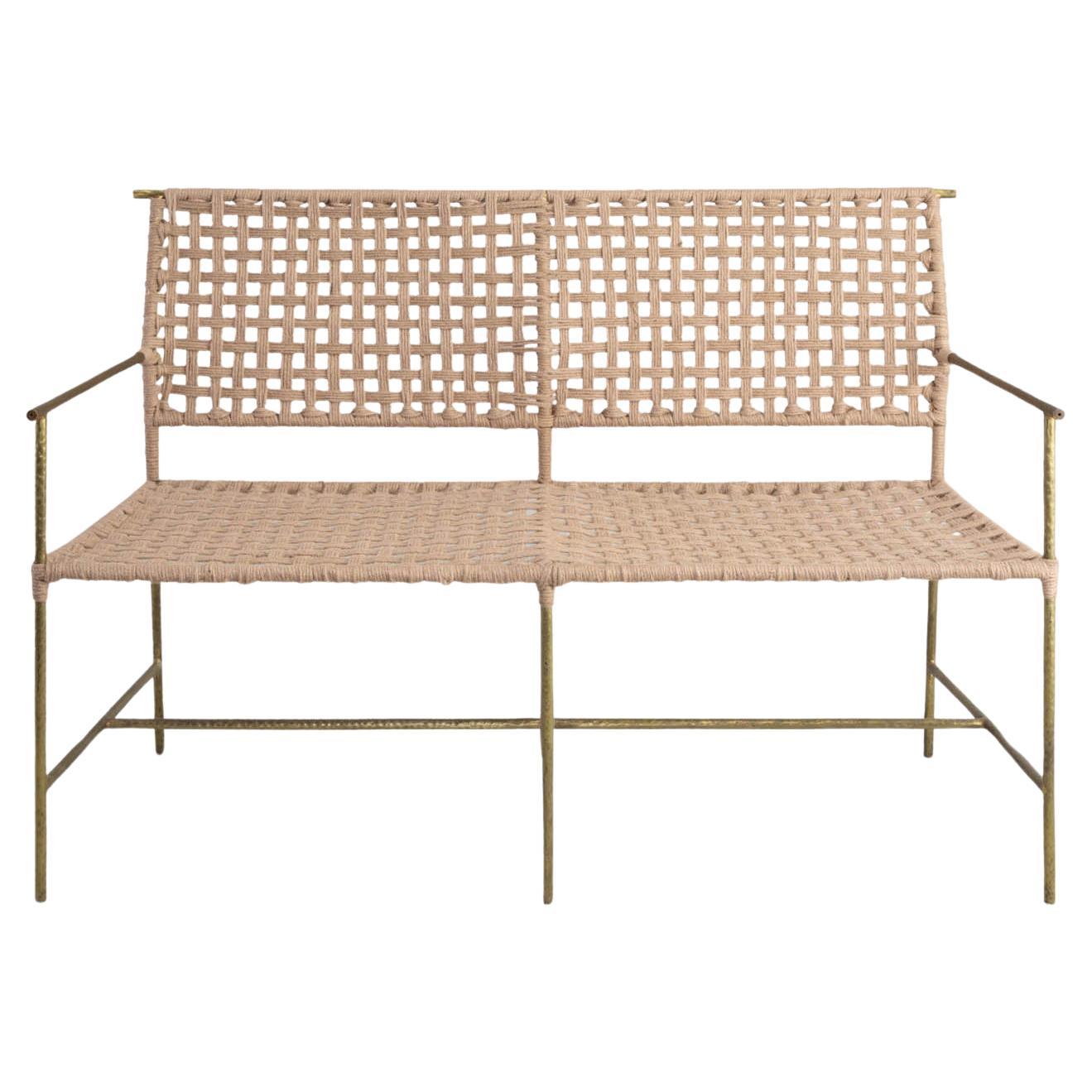 Twist & Knot Bench in Rope with Brass Legs, Viya by Vikram Goyal