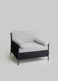 Twist & Knot Black Armchair in Rope with Brass Legs, Viya by Vikram Goyal