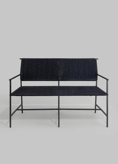 Panchina nera Twist & Knot in corda con gambe in ottone, Viya di Vikram Goyal