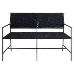 Twist & Knot Black Bench in Rope with Brass Legs, Viya by Vikram Goyal