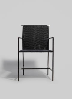 Twist & Knot Black Chair in Rope with Brass Legs, Viya by Vikram Goyal