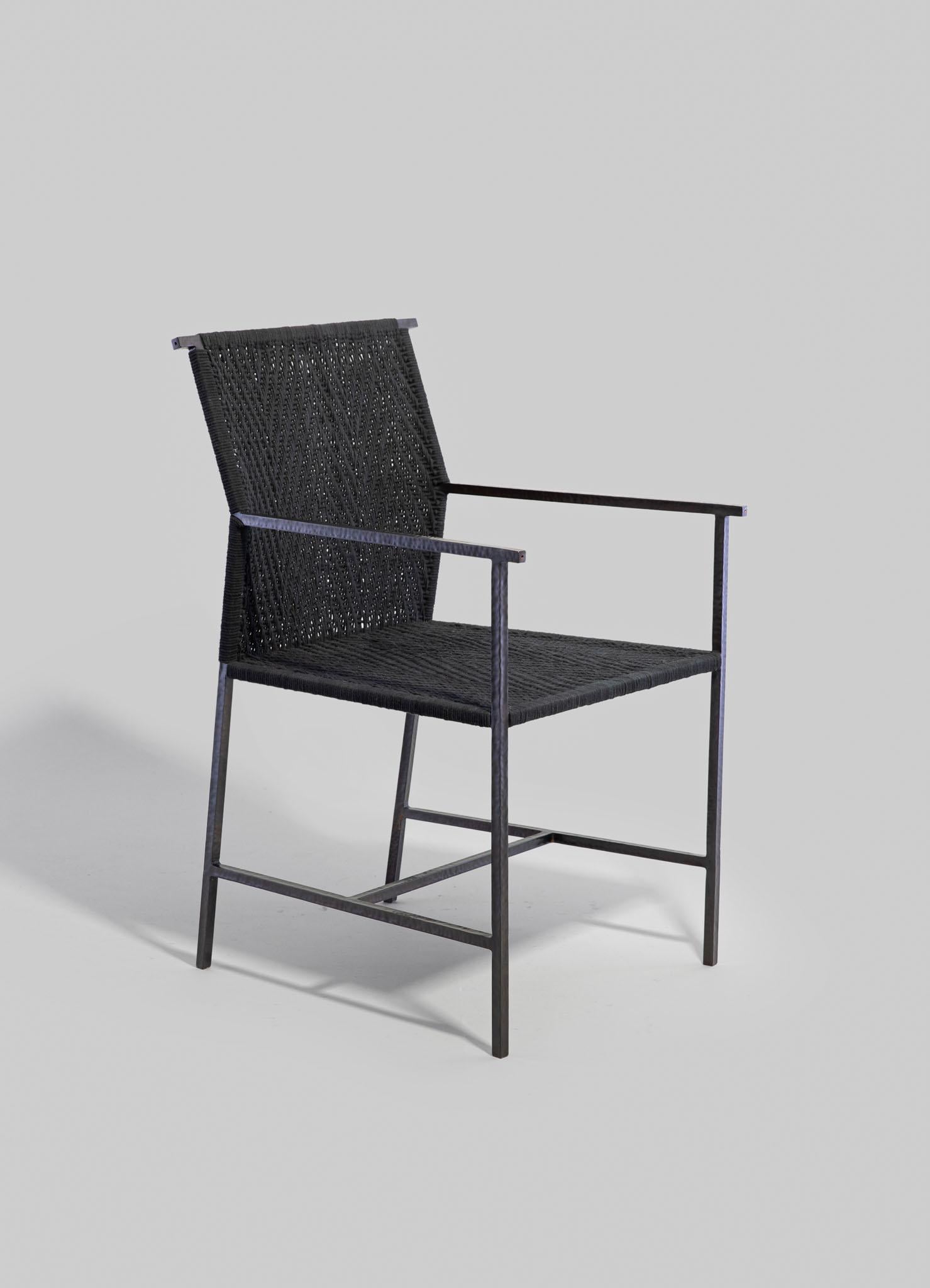 Twist & Knot Black Chair in Rope with Brass Legs, Viya by Vikram Goyal For Sale 1
