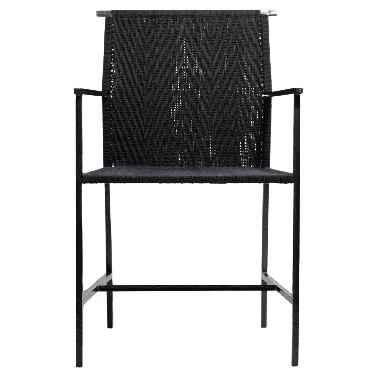 Twist & Knot Black Chair in Rope with Brass Legs, Viya by Vikram Goyal For Sale