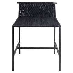 Twist & Knot Black Stool Small in Rope with Brass Legs, Viya by Vikram Goyal