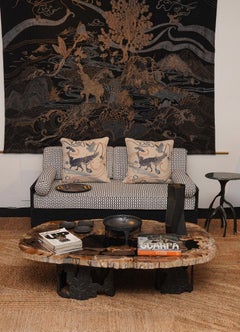 Twist & Knot Black Two Seater Sofa in Rope with Brass legs, Viya by Vikram Goyal