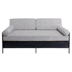 Twist & Knot Black Two Seater Sofa in Rope with Brass legs, Viya by Vikram Goyal