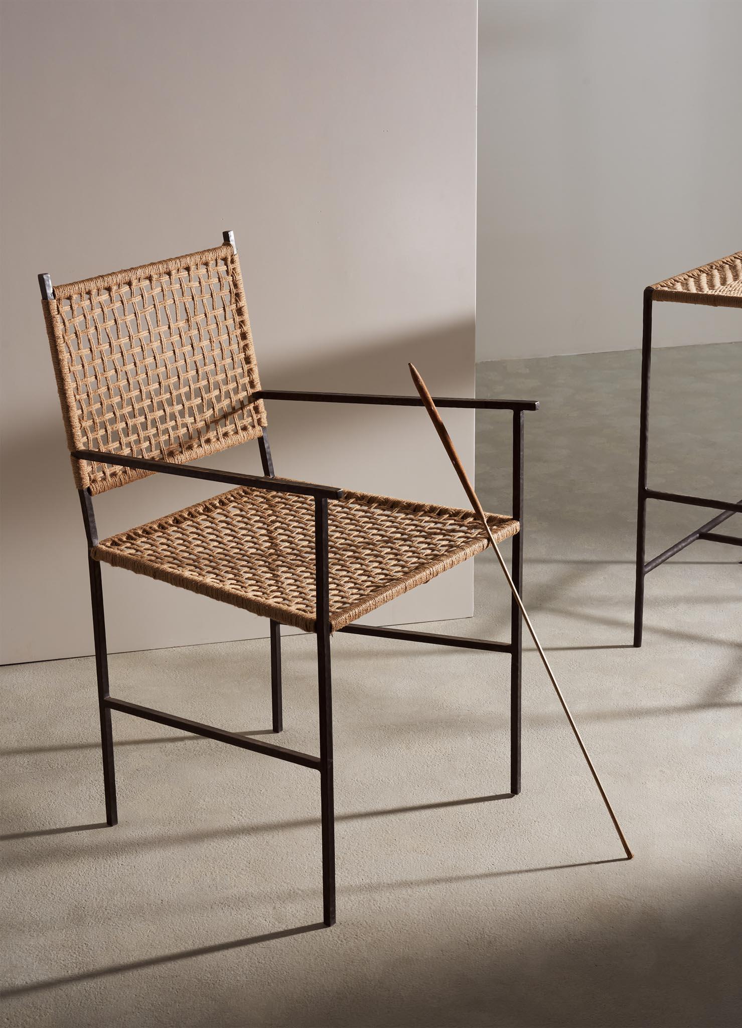 Sedia Twist & Knot in corda con gambe in ottone, Viya by Vikram Goyal in vendita 3