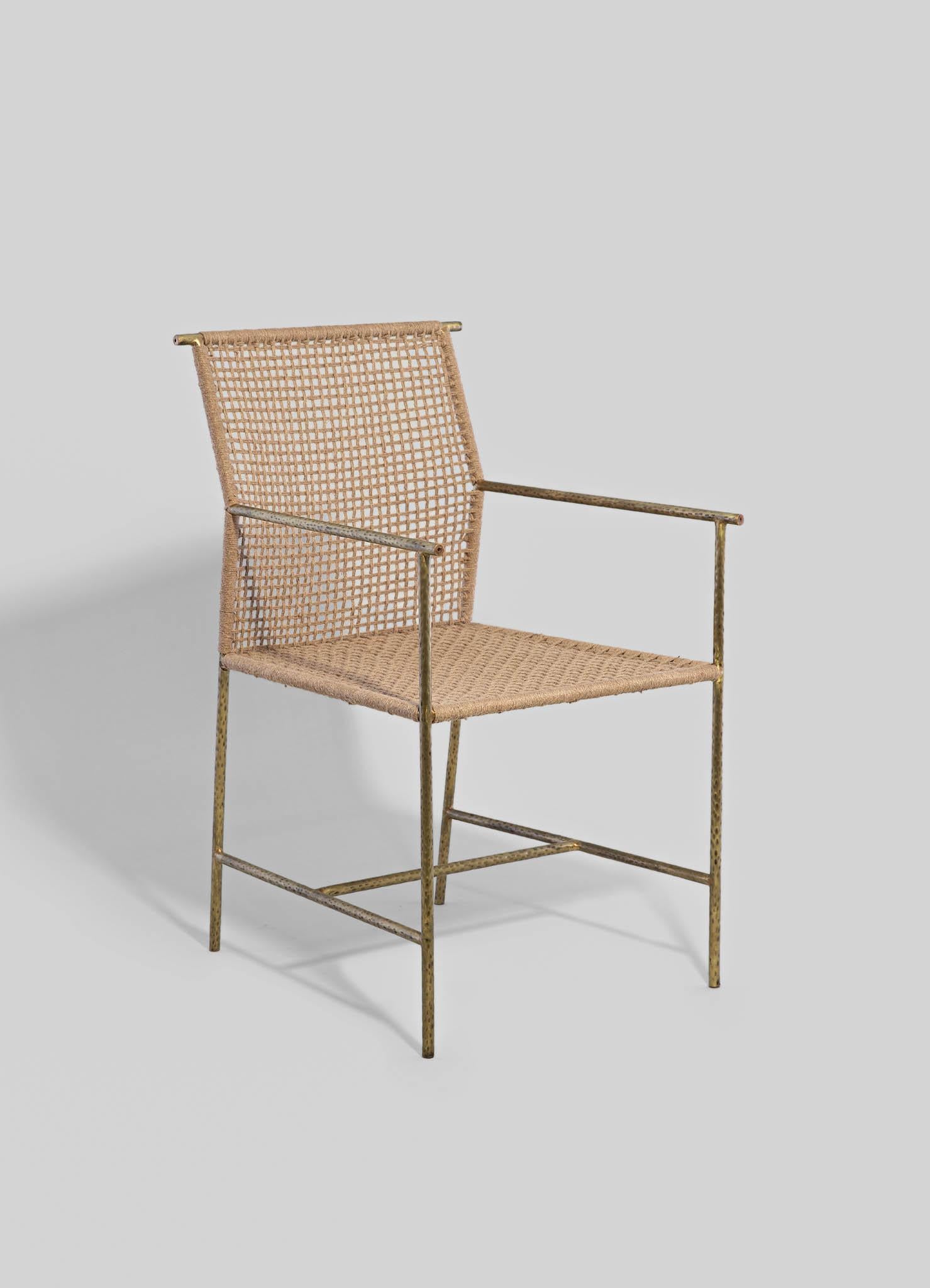 Sedia Twist & Knot in corda con gambe in ottone, Viya by Vikram Goyal in vendita 1