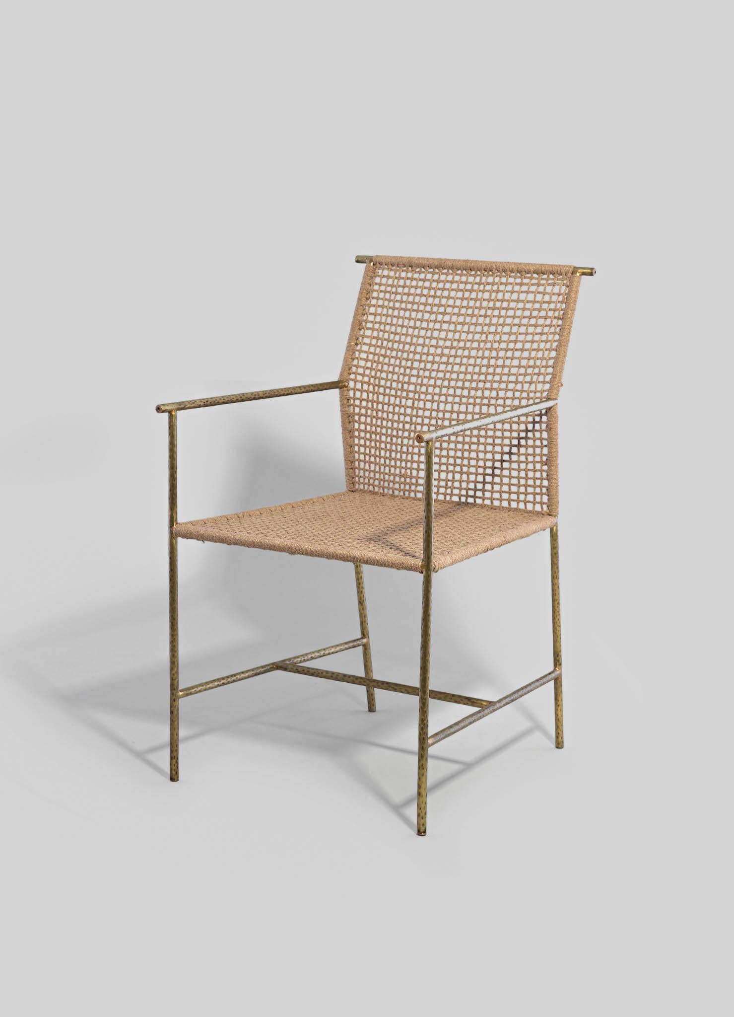 Sedia Twist & Knot in corda con gambe in ottone, Viya by Vikram Goyal in vendita 2