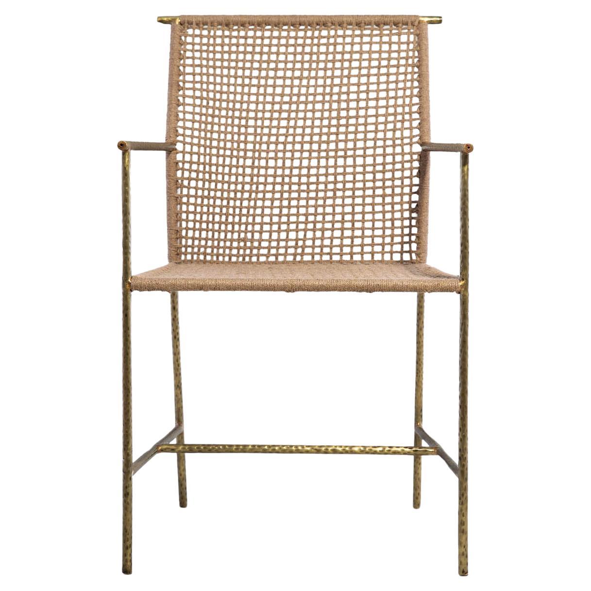 Twist & Knot Chair in Rope with Brass Legs, Viya by Vikram Goyal